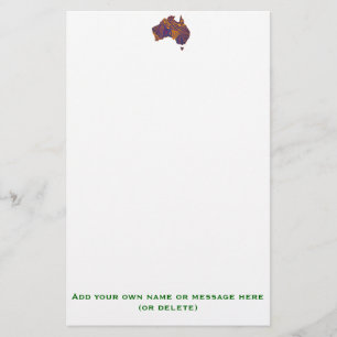 Australien Karta Doodle Orange Lila Brevpapper