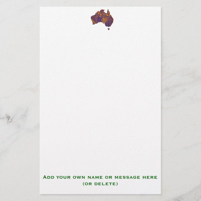 Australien Karta Doodle Orange Lila Brevpapper (Framsida)