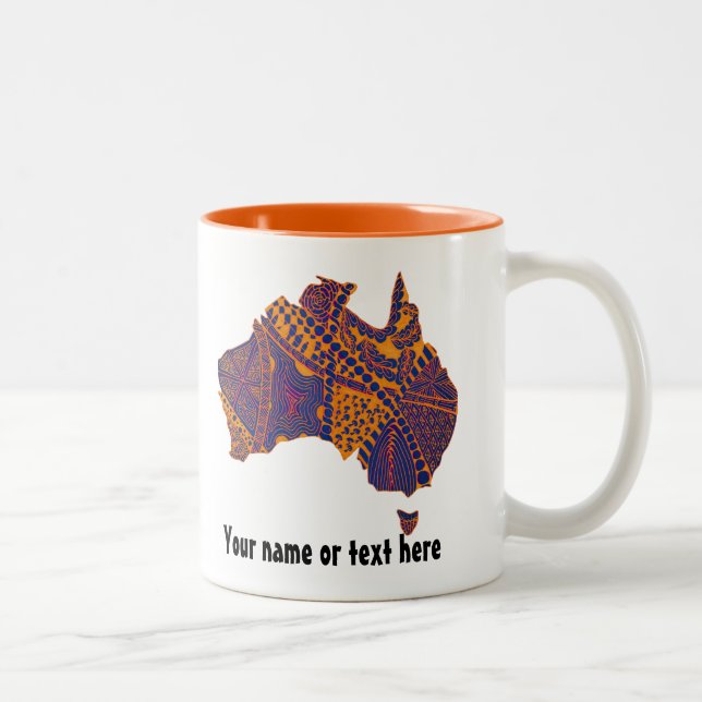 Australien Karta Doodle Orange Lila Två-Tonad Mugg (Höger)