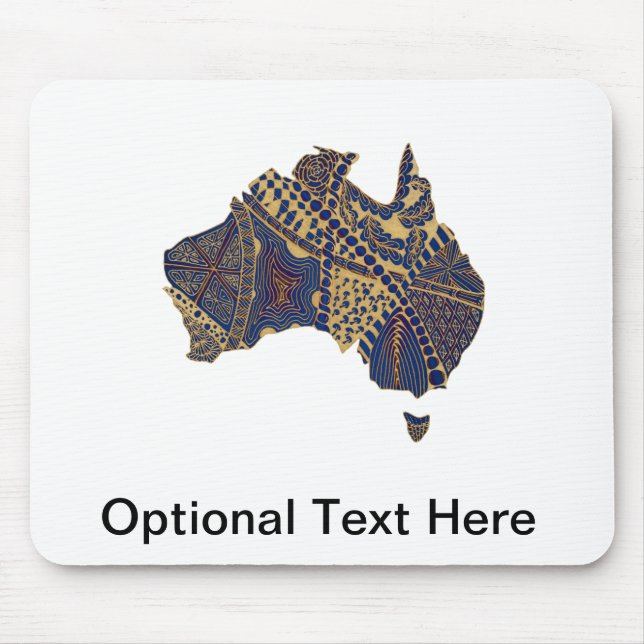 Australien Karta Doodle Tan Red Blue Musmatta (Framsidan)