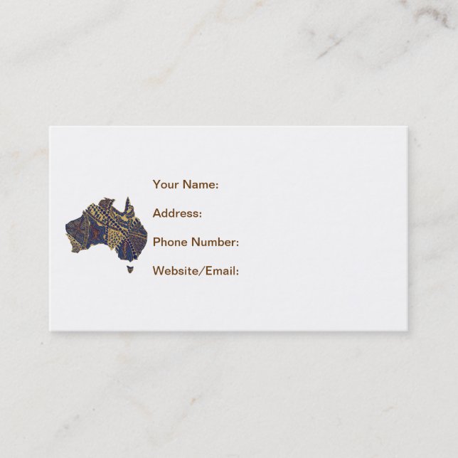 Australien Karta Doodle Tan Red Blue Visitkort (Framsida)