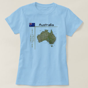 Australien Karta + Flagga + avdelning T-Shirt