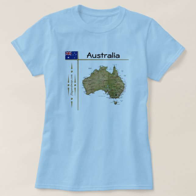 Australien Karta + Flagga + avdelning T-Shirt (Design framsida)