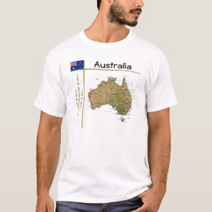 Australien Karta + Flagga + avdelning T-Shirt