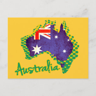 Australien karta flagga vykort