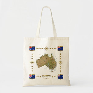 Australien karta + Flaggor hänger lös Tygkasse
