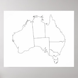 Australien Karta-kontur Poster