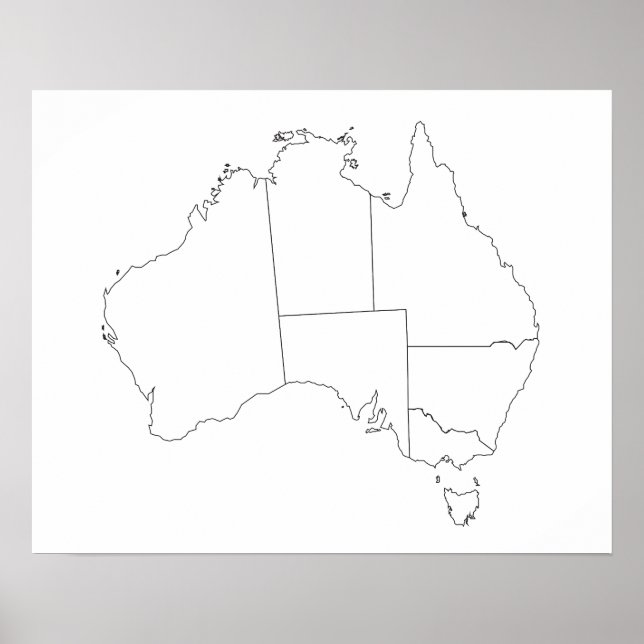 Australien Karta-kontur Poster (Framsidan)