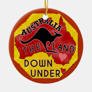 Australien Karta land ner under Kangaroo Retro Julgransprydnad Keramik