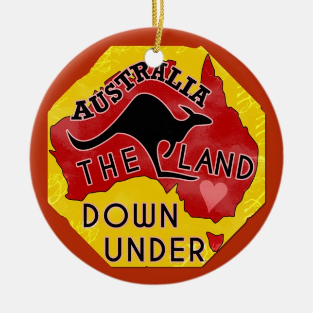 Australien Karta land ner under Kangaroo Retro Julgransprydnad Keramik (Framsidan)