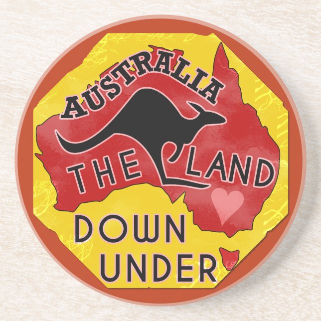 Australien Karta land ner under Kangaroo Retro Underlägg (Framsidan)