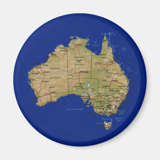 Australien Karta Magnet (Framsidan)