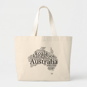 Australien Karta Ord Art Jumbo Tygkasse
