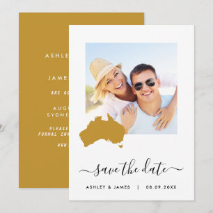 Australien Karta Photo Bröllop spara datum Card Datumet