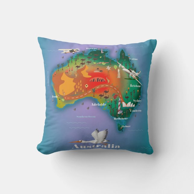 Australien Karta Resa poster Kudde (Framsida)