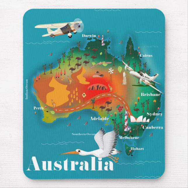 Australien Karta Resa poster Musmatta (Framsidan)