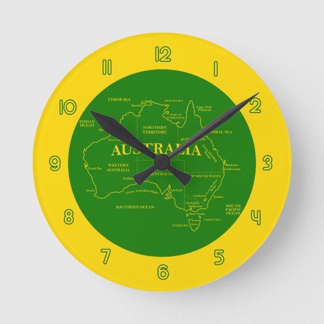 Australien Karta Rund Klocka (Framsida)