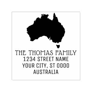 Australien Karta Silhouette Namn Returadress Självfärgande Stämpel