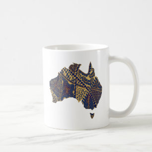 Australien Karta Tan-Blue-Red Kaffemugg