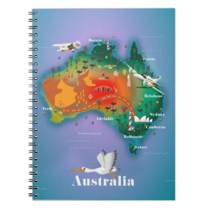 Australien Kartor Resa affisch Anteckningsbok