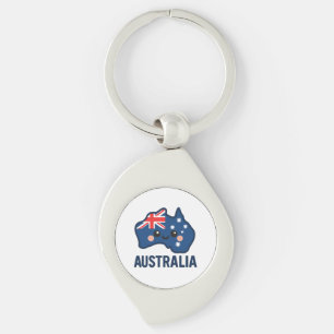 Australien Kawaii Fusion - djärv och positiv Swirl Silverfärgad Nyckelring