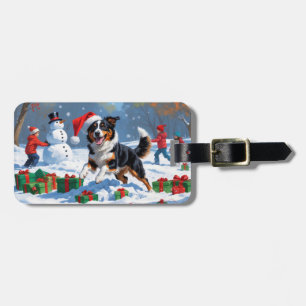 Australien Kelpie jul Festive Snö Scene Bagagebricka