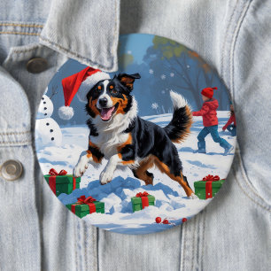 Australien Kelpie jul Festive Snö Scene Knapp
