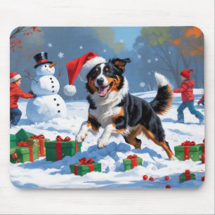 Australien Kelpie jul Festive Snö Scene Musmatta
