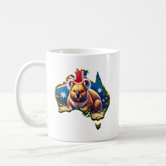 Australien Koala Bear flagga karta Kaffemugg (Vänster)