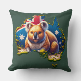 Australien Koala Bear flagga karta Kudde