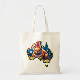 Australien Koala Bear flagga karta Tygkasse
