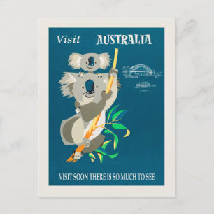 Australien Koala Bear Vintage resor Poster Vykort