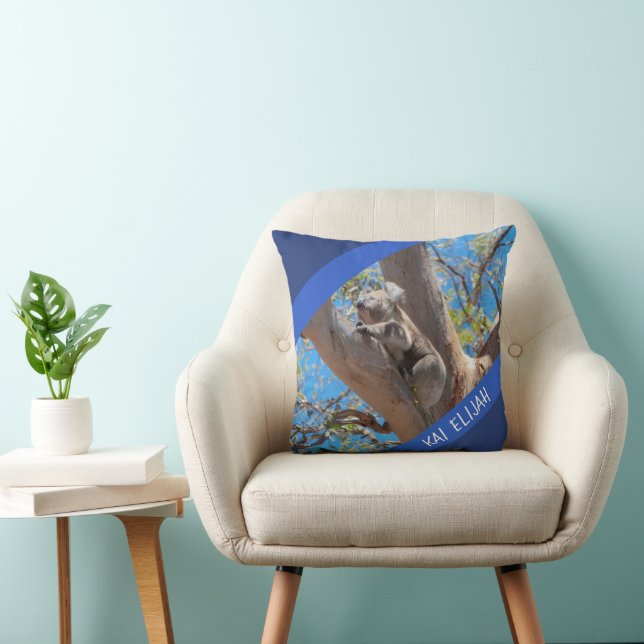 Australien Koala i Träd, Anpassningsbar Blue Accen Kudde (Stol)