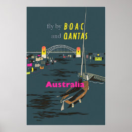 Australien Konst Australiensisk Resa Utskrift BOAC Poster