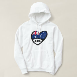 Australien Land Code Flagga Heart AUS Hoodie