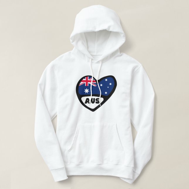 Australien Land Code Flagga Heart AUS Hoodie (Design framsida)