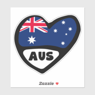 Australien Land Code Flagga Heart AUS Klistermärken