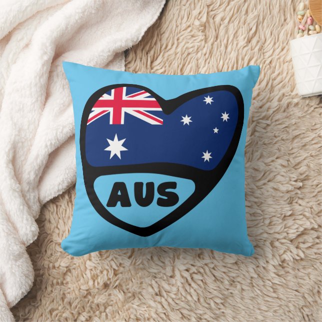 Australien Land Code Flagga Heart AUS Kudde (Filt)