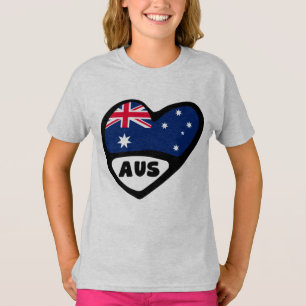 Australien Land Code Flagga Heart AUS T Shirt