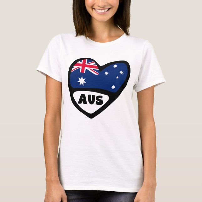 Australien Land Code Flagga Heart AUS T Shirt (Framsida)