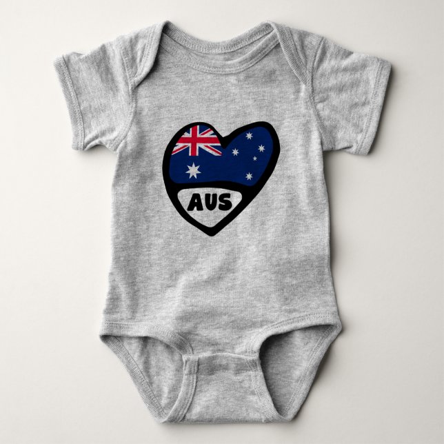 Australien Land Code Flagga Heart AUS T Shirt (Framsida)