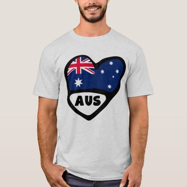 Australien Land Code Flagga Heart AUS T Shirt (Framsida)