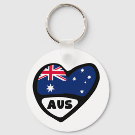 Australien Land Code Flagga Heart Nyckelring AUS