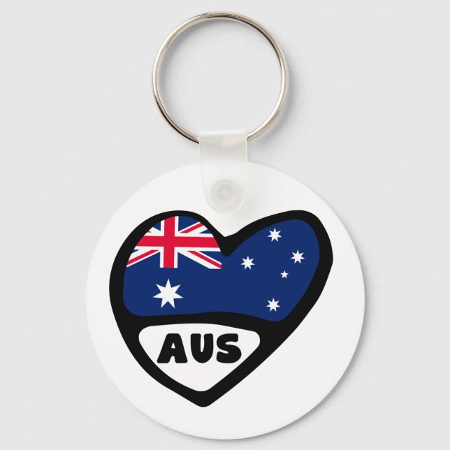 Australien Land Code Flagga Heart Nyckelring AUS (Framsida)