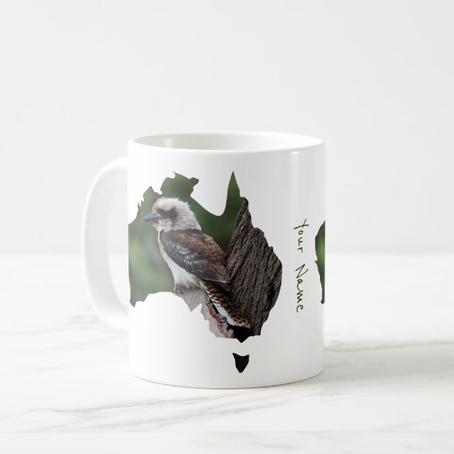 Australien Land Disposition Kookaburra i ett träd Kaffemugg (Framsida vänster)