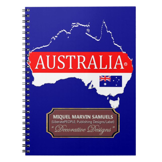 Australien land konturerar Flagga Färg Modern Note Anteckningsbok Med Spiral (Framsidan)