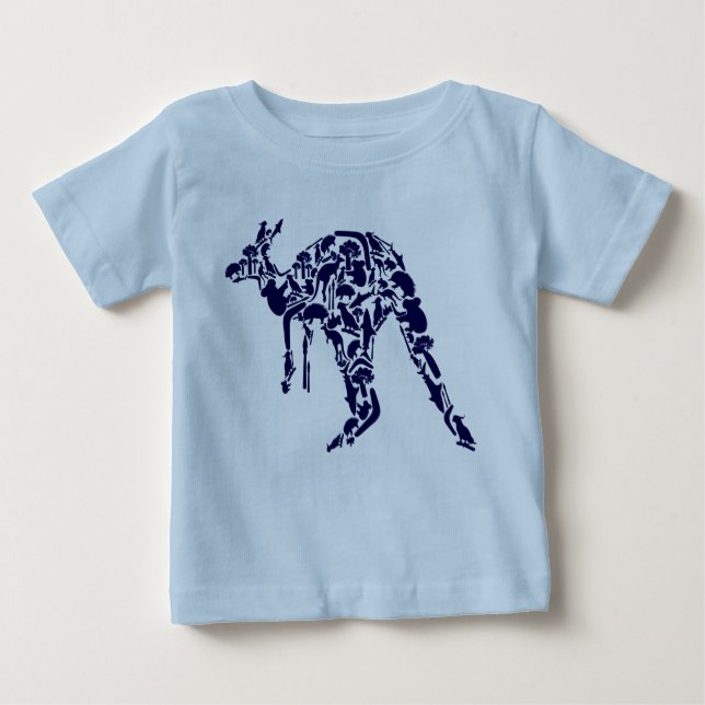 Australien, land ned under Kangaroo Animal Blue T Shirt (Framsida)