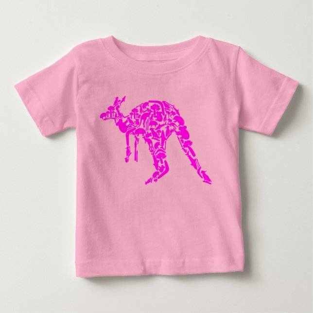 Australien, land ner under Kangaroo Animals Rosa T Shirt (Framsida)