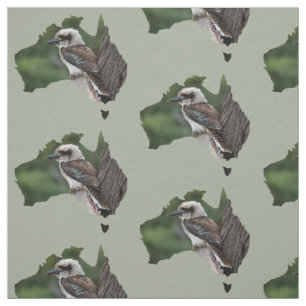 Australien Land Outline Kookaburra i Träd Tyg