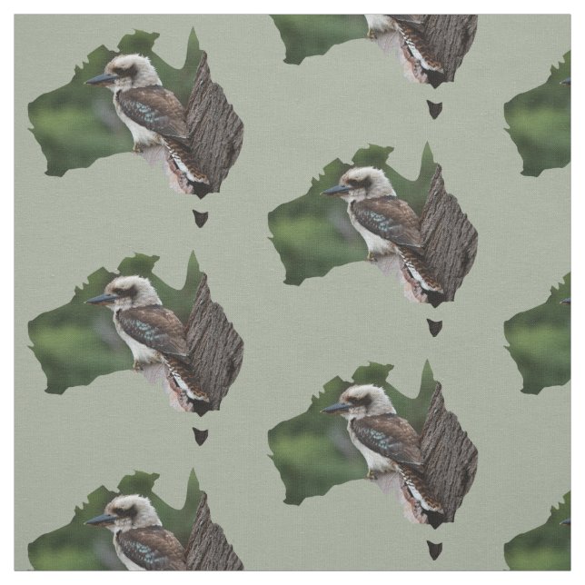 Australien Land Outline Kookaburra i Träd Tyg (Provkarta)
